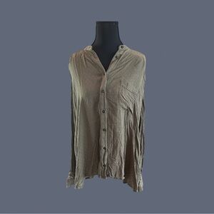 Free People Button-Up Green Shirt